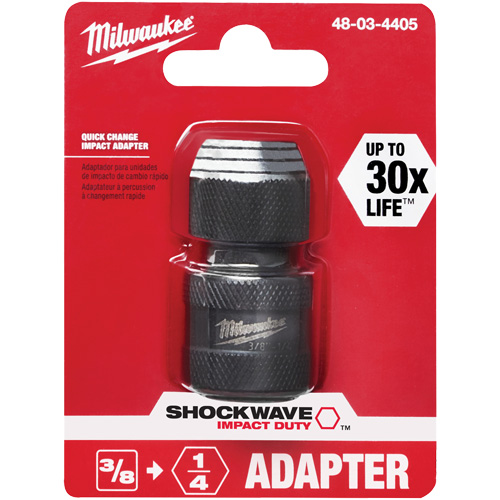 Adaptateur de douille carr&eacute;e &agrave; hexagonale pour tournevis &agrave; percussion Shockwave, Chocs, Prise 1/4", Douille 3/8", 1,875" lo Helyx Safety & Industrial Supplies