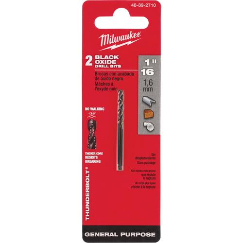 Thunderbolt&reg; Jobber Drill Bit, High Speed Steel, 1/16", 1-7/8" L, 7/8" Flute, 135° Point Angle Helyx Safety & Industrial Supplies