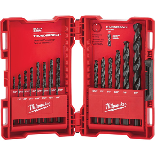 Thunderbolt&reg; Jobber Drill Bit Set, 21 Pieces, Alloy Steel Helyx Safety & Industrial Supplies