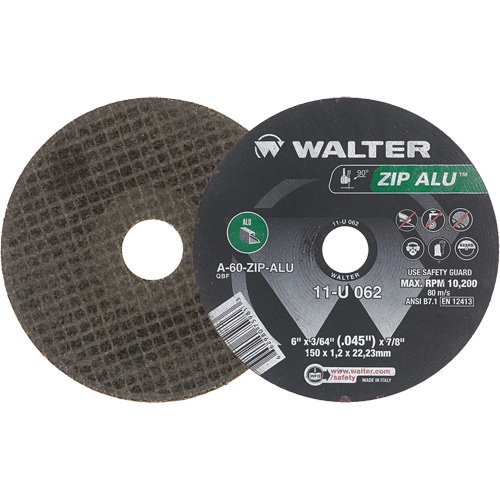 Zip Alu Cut-Off Wheel, 6" x 3/64", 7/8" Arbor, Type 1, Aluminum Oxide, 10200 RPM Helyx Safety & Industrial Supplies
