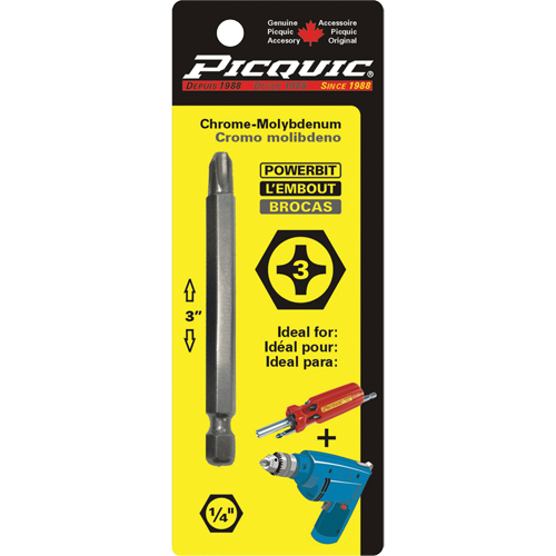 Powerbit, Phillips, #3 Tip, 1/4" Drive Size, 3" Length Helyx Safety & Industrial Supplies