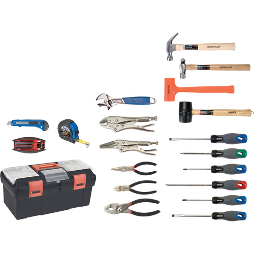 Essential Tool Set with Plastic Tool Box, 28 Pieces Helyx Safety & Industrial Supplies