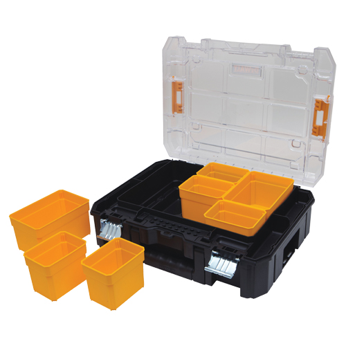 TSTAK&reg; V Organizer with Clear Lid, 17-1/4" x 13" x 6", Black Helyx Safety & Industrial Supplies
