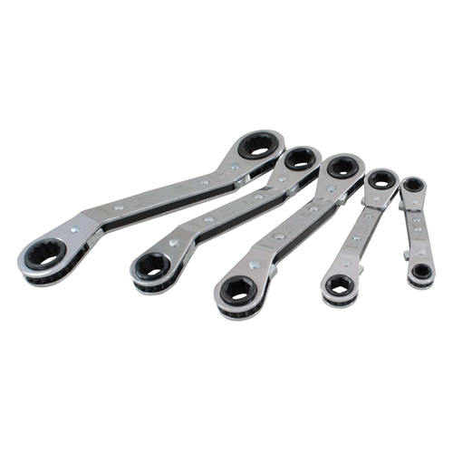 Offset Wrench Set, Ratcheting Box, 5 Pieces, Metric Helyx Safety & Industrial Supplies
