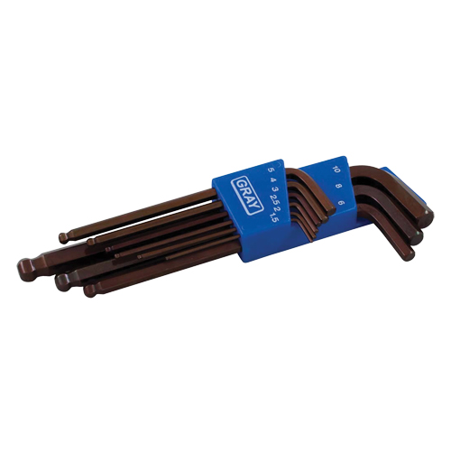 Long Arm Ball Hex Key Set, 9 Pcs., Metric Helyx Safety & Industrial Supplies
