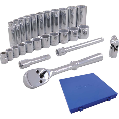 Metric Socket & Attachments Set, 26 Pcs, 3/8" Drive Size, Deep Helyx Safety & Industrial Supplies