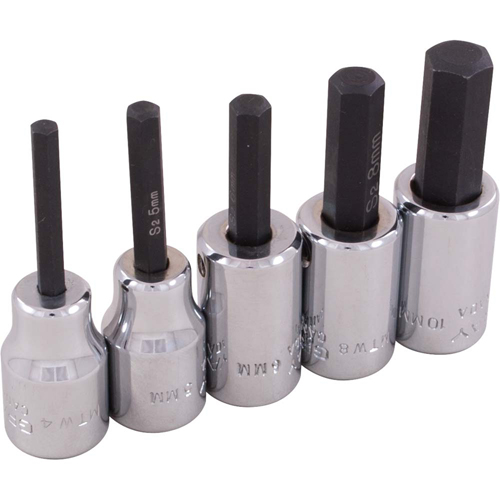 Hex Head Socket Set, Hex, 3/8" Drive, 5 Pcs Helyx Safety & Industrial Supplies