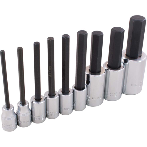 Hex Head Socket Set, Hex, 1/2"/3/8" Drive, 9 Pcs Helyx Safety & Industrial Supplies