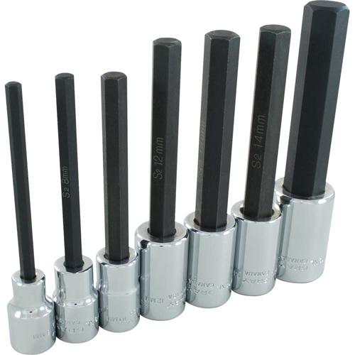 Extra Long Hex Head  Socket Set, Hex, 1/2" Drive, 7 Pcs Helyx Safety & Industrial Supplies