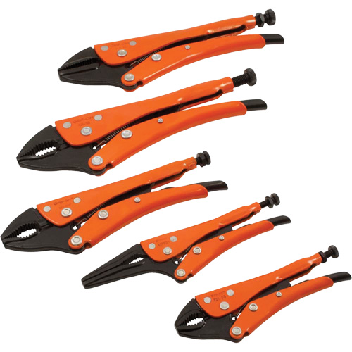 Jeu de pinces droites et recourb&eacute;es &agrave; nez effil&eacute; verrouillables, 5 Morceaux Helyx Safety & Industrial Supplies