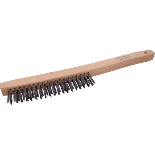 Long Handle Industrial-Duty Scratch Brush, Steel, 3 x 19 Wire Rows, 14" Long Helyx Safety & Industrial Supplies