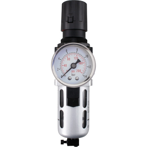 Filtre/r&eacute;gulateur d'air modulaire (manom&egrave;tre compris), 1/4" NPT, 145 PSI, Capacit&eacute; de 0,3 oz liq. Helyx Safety & Industrial Supplies