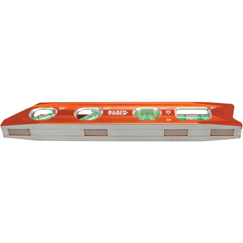 Torpedo Billet Level, 8" L, Aluminum, 4 Vials, Magnetic Helyx Safety & Industrial Supplies