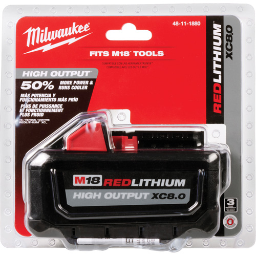 M18 Redlithium High Output XC8.0 Battery Pack, Lithium-Ion, 18 V, 8.0 Ah Helyx Safety & Industrial Supplies