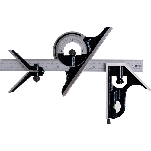 Jeu d'&eacute;querres combin&eacute;es avec gradations m&eacute;triques et imp&eacute;riales, 4 mrcx., 1/64"/0,5 mm Graduations, Acier, Ordinaire Helyx Safety & Industrial Supplies