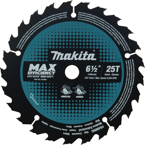 Max-Efficiency Circular Saw Blade, 6-1/2", 25 Teeth, Laminate/Wood Use Helyx Safety & Industrial Supplies