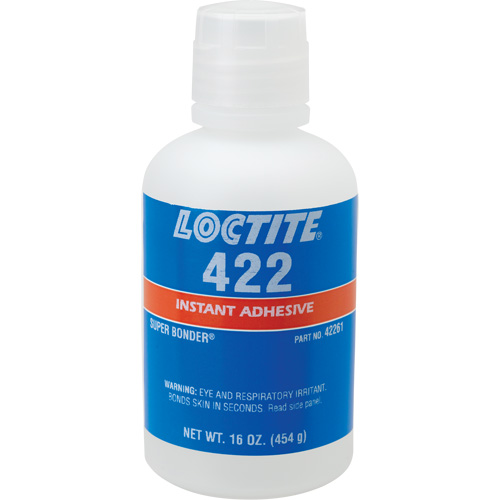 422 Super Bonder&reg; Instant Adhesive, Clear, Bottle, 16 oz. Helyx Safety & Industrial Supplies
