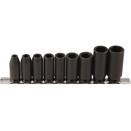 Jeu de douilles longues, 9 Mcx, Chocs, Prise de 3/8", Profond Helyx Safety & Industrial Supplies