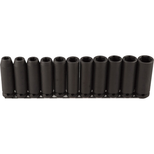 Jeu de douilles longues, 11 Mcx, Chocs, Prise de 1/2", Profond Helyx Safety & Industrial Supplies