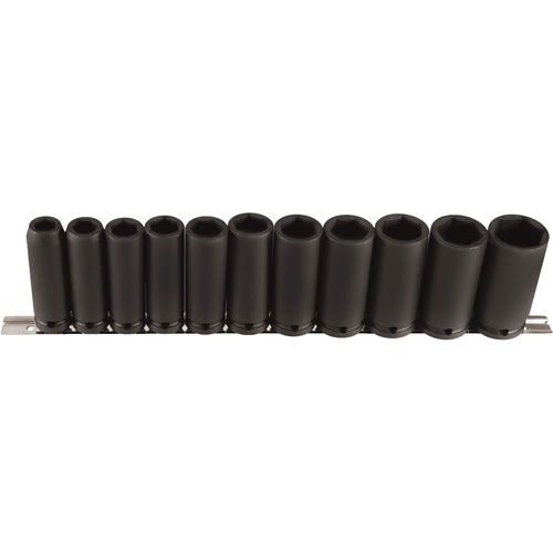 Jeu de douilles longues, 11 Mcx, Chocs, Prise de 1/2", Profond Helyx Safety & Industrial Supplies