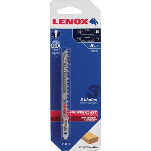 Clean Cutting Wood Jigsaw Blade, Bi-Metal, T-Shank, 4" L, 6 TPI Helyx Safety & Industrial Supplies