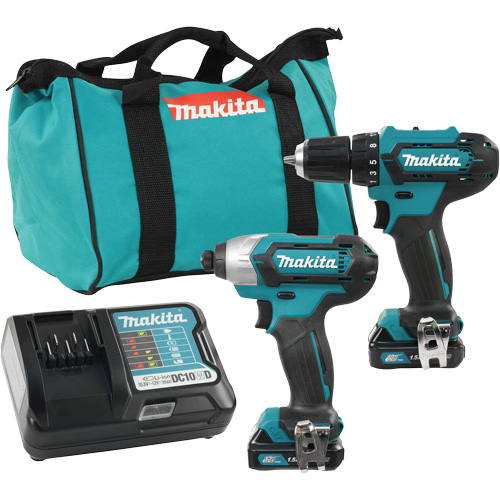 Ensemble de perceuse et tournevis &agrave; chocs sans fils, Lithium-ion, 12 V Helyx Safety & Industrial Supplies