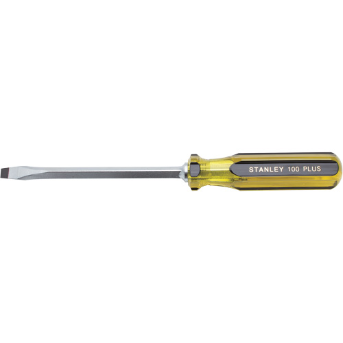 100 PLUS&reg; Standard Slotted Tip Screwdriver, 5/16" Tip, Square, 11-1/8" L, Plastic Handle Helyx Safety & Industrial Supplies