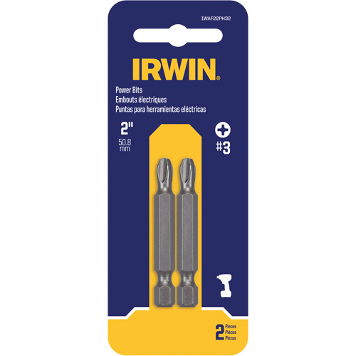 Embouts pour outils &eacute;lectriques, Phillips, Embout #3, Prise 1/4", Longueur 2" Helyx Safety & Industrial Supplies