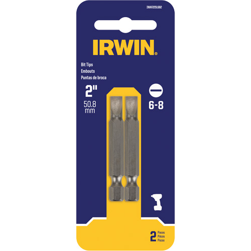 Power Bits, Slot, 6 - 8 Tip, 1/4" Drive Size, 2" Length Helyx Safety & Industrial Supplies