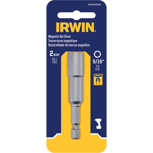 Nutsetter, 5/16" Tip, 1/4" Drive, 2-9/16" L, Magnetic Helyx Safety & Industrial Supplies