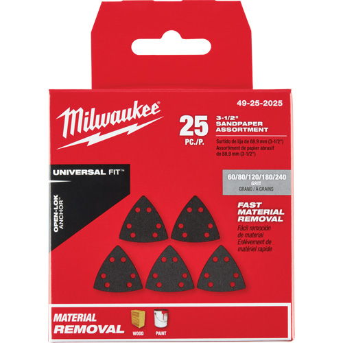 Ensemble de papiers abrasifs triangulaires 3-1/2" Open-Lok Helyx Safety & Industrial Supplies