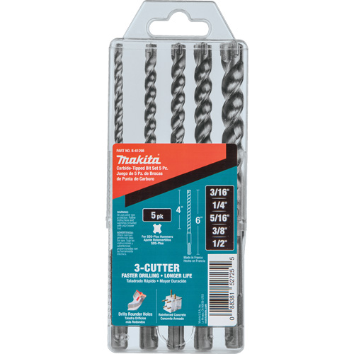 SDS-Plus 3-Cutter Bit Set, 5 Pieces, Carbide Helyx Safety & Industrial Supplies
