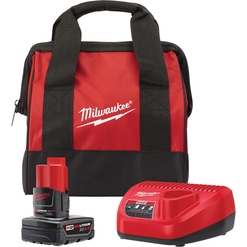 M12 Battery Pack & Charger Starter Kit, Lithium-Ion, 12 V, 4 A Helyx Safety & Industrial Supplies