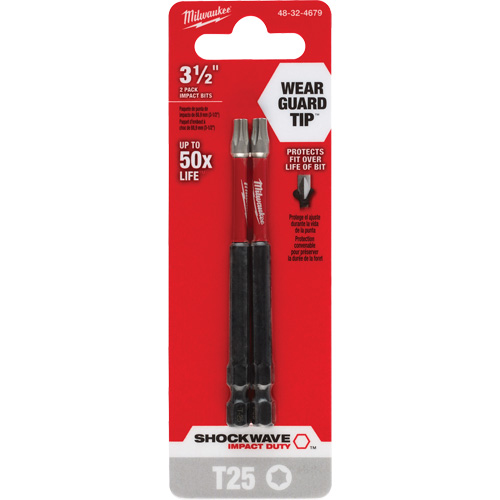 Embout de tournevis Shockwave Impact Duty, Torx, Embout T-25, Prise 1/4", Longueur 3-1/2" Helyx Safety & Industrial Supplies