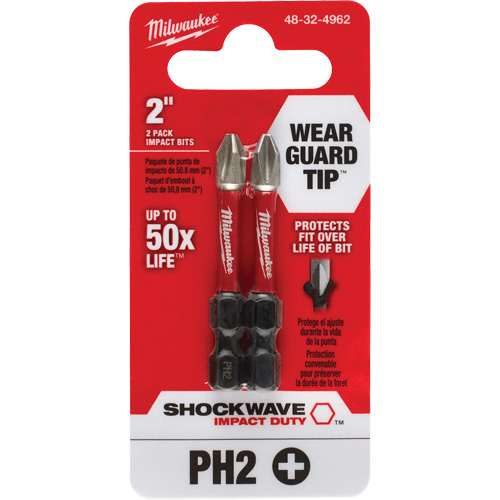 Embout de tournevis Shockwave Impact Duty, Phillips, #2, Prise 1/4" Helyx Safety & Industrial Supplies