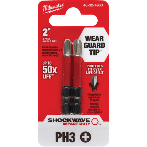 Shockwave Impact Duty Screwdriver Bit, Phillips, #3, 1/4" Drive Helyx Safety & Industrial Supplies
