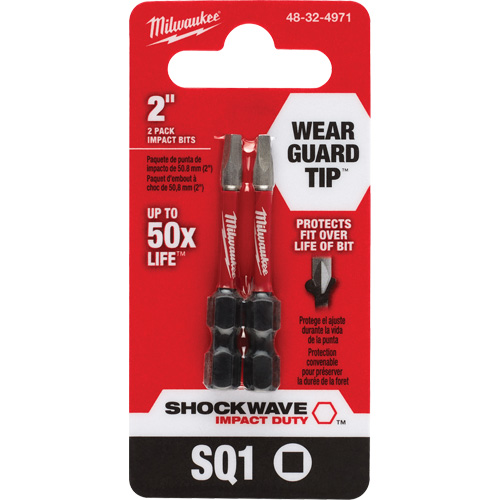 Embout de tournevis Shockwave Impact Duty, Carr&eacute;e, #1, Prise 1/4" Helyx Safety & Industrial Supplies