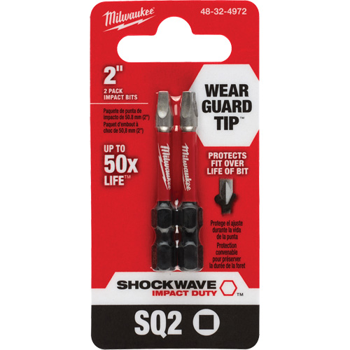Embout de tournevis Shockwave Impact Duty, Carr&eacute;e, #2, Prise 1/4" Helyx Safety & Industrial Supplies