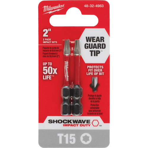 Embout de tournevis Shockwave Impact Duty, Torx, T-15, Prise 1/4" Helyx Safety & Industrial Supplies