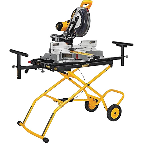 Double Bevel Sliding Compound Mitre Saw with Heavy-Duty Rolling Stand Helyx Safety & Industrial Supplies
