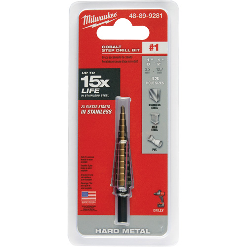 Foret &eacute;tag&eacute;, 1/8"/#1 - #1/1/2", Incr&eacute;ments de 1/32", Acier rapide au cobalt Helyx Safety & Industrial Supplies