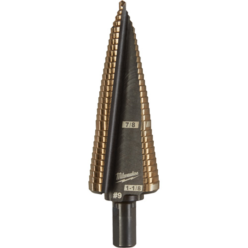 Step Drill Bit, 7/8"/#9 - 1-1/8"/#9 , 1/32" Increments, High Speed Cobalt Helyx Safety & Industrial Supplies