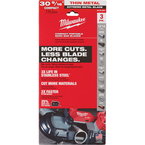 Lames-ruban pour coupes de m&eacute;taux extr&ecirc;mes, Acier rapide, 30-9/16" lo x 1/2" la x &eacute;paisseur 0,02", 12/14 dents par pouce Helyx Safety & Industrial Supplies