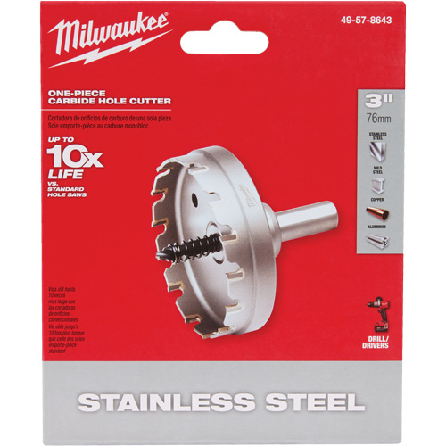 One-Piece Carbide Hole Cutters, 3", 3/16" Depth of Cut Helyx Safety & Industrial Supplies
