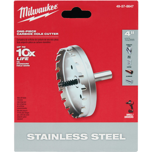 One-Piece Carbide Hole Cutters, 4", 3/16" Depth of Cut Helyx Safety & Industrial Supplies