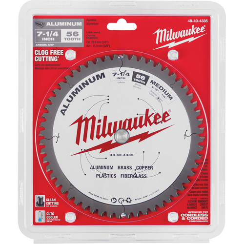 Aluminum Cutting Circular Saw Blade, 7-1/4", 56 Teeth, Plastic/Fibreglass/Non-Ferrous Use Helyx Safety & Industrial Supplies