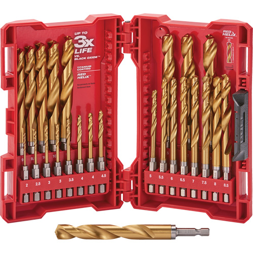 Jeu de forets m&eacute;triques Shockwave Red Helix, 25 morceaux, Titane Helyx Safety & Industrial Supplies