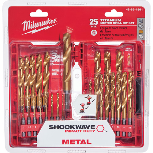 Jeu de forets m&eacute;triques Shockwave Red Helix, 25 morceaux, Titane Helyx Safety & Industrial Supplies