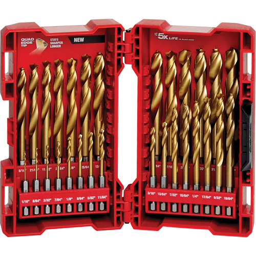 Jeu de forets Shockwave Red Helix, 29 morceaux, Titane Helyx Safety & Industrial Supplies