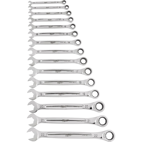 Ratcheting Wrench Set, Combination, 15 Pieces, Metric Helyx Safety & Industrial Supplies
